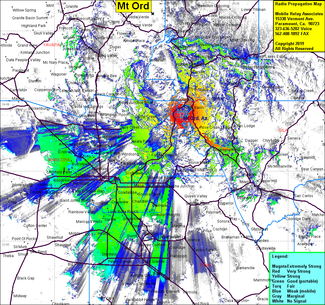 heat map radio coverage Mount Ord